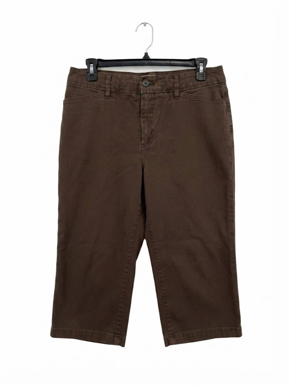 St. John's Bay Women's Size 12 Stretch Pants Brown Cropped